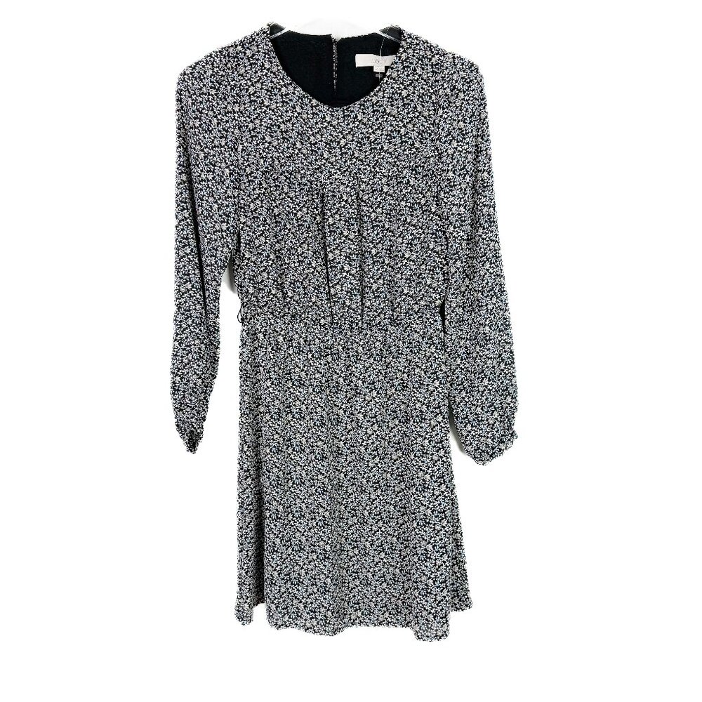 NWT LOFT Floral Long Sleeve Ruffle Dress Black Size 2P 2 Petite NEW